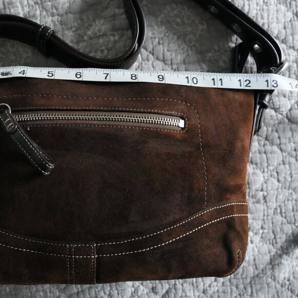 COACH Brown Suede East West Duffel Shoulder Bag F11514 - Picture 7 of 10